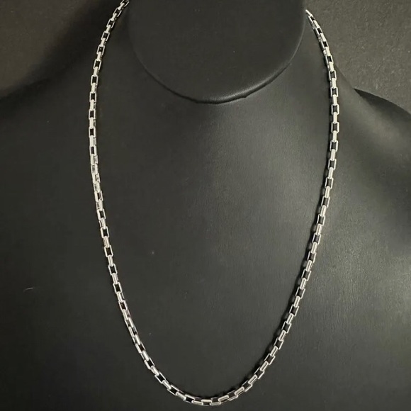 Mens Sterling Silver Link Chain Necklace 24 Inch - Picture 1 of 12